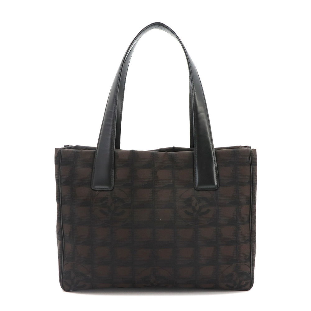 Chanel New Travel Line Tote PM Handbag, Nylon Jacquard Leather, Dark Brown/Bl...